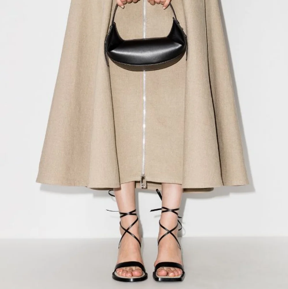 NEW JACQUEMUS Les Carre Rond Black Leather & Linen Sandals sz 38 - Picture 4 of 14